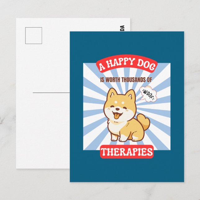 Carte Postale Faire-part A Happy Dog Cute Dog (Devant / Derrière)