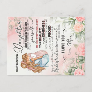 Carte Postale Faire-part À Mon Cadeau Fille, Lettre D'Amour Fille Et Maman