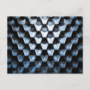 Carte Postale Faire-part Abstrait Futuriste Bleu Géométrique Métallique