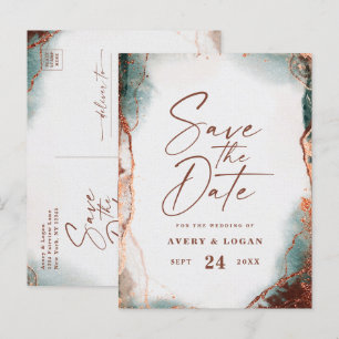 Carte Postale Faire-part Abstrait Terra Cotta Mariage de automne Enregistre