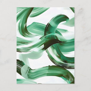 Carte Postale Faire-part Abstrait Traits de Pinceau Vert Minimal Moderne