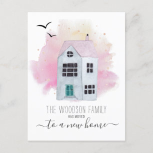 Carte Postale Faire-part Accueil mignon Déplacement Changement D'Adresse Fa