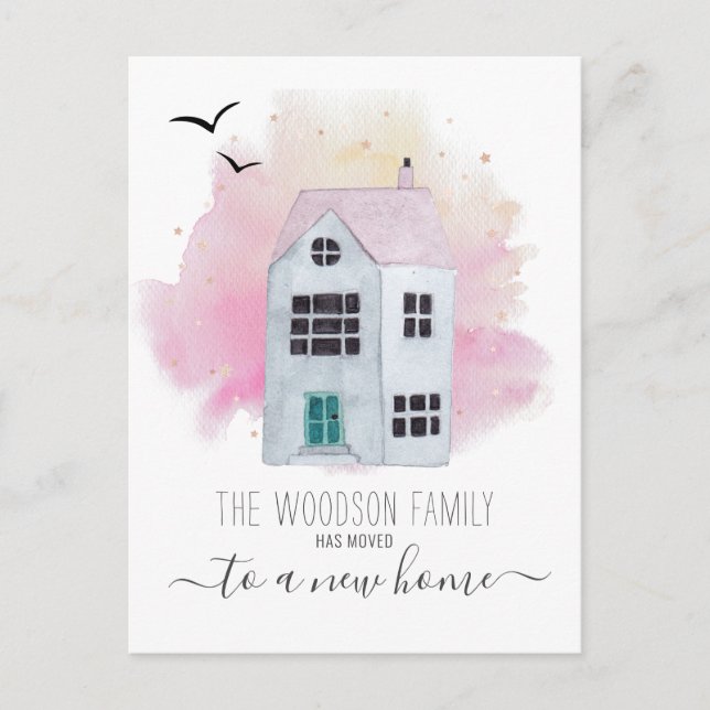 Carte Postale Faire-part Accueil mignon Déplacement Changement D'Adresse Fa (Devant)