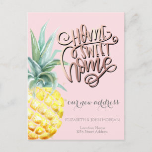 Carte Postale Faire-part Accueil Sweet Home, Aquarelle Ananas Nouvelle adre