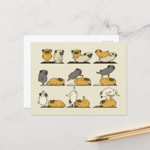 Carte Postale Faire-part Acroyoga Avec Le Carlin French Bulldog Lover