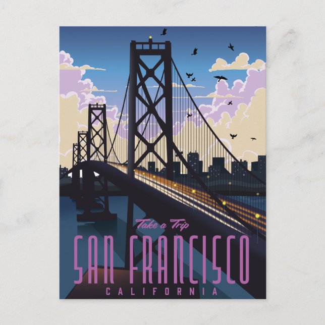 Carte Postale Faire-part Affiche de voyage à San Francisco (Devant)