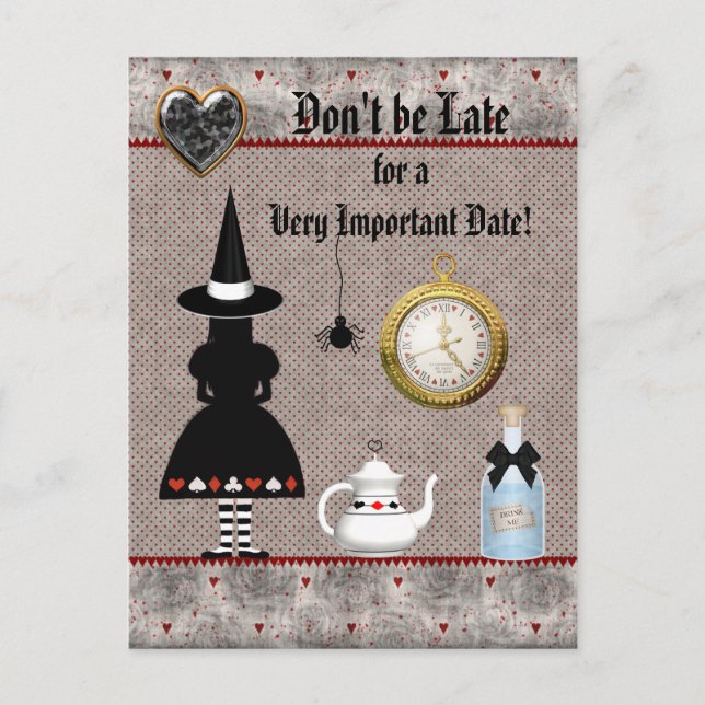 Carte Postale Faire-part Alice Halloween Baby shower Enregistrer la date (Devant)