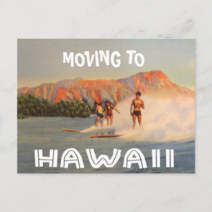 Carte Postale Faire-part Aller à Hawaï Vintage Changement d'adresse