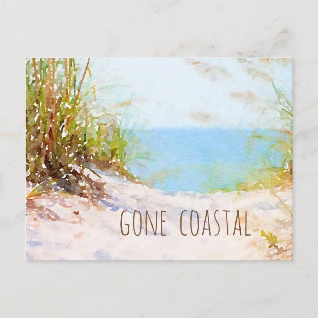 Carte Postale Faire-part Aller Côtier Nouveau Home Beach Path Watercolor (Devant)