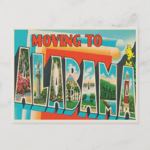 Carte Postale Faire-part Aller en Alabama Vintage Changement d'adresse