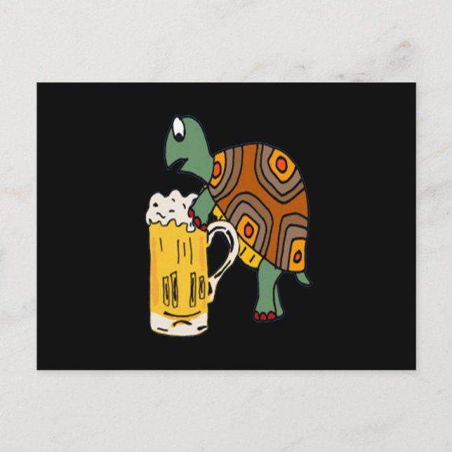 Carte Postale Faire-part Amateur de bière | Tortue Bière Mignonne (Devant)