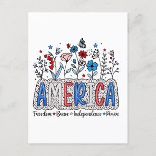 Carte Postale Faire-part America Freedom Brave indépendance Power 4 juillet