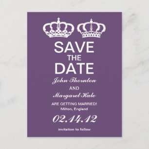 Carte Postale Faire-part Amethyst Royal Couple Enregistrer la date