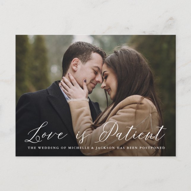 Carte Postale Faire-part Amour de calligraphie élégante est patience report (Devant)