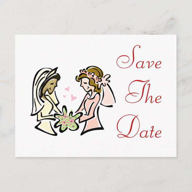 Carte Postale Faire-part Amoureuses lesbiennes interraciales (Devant)