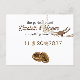 Carte Postale Faire-part Amoureux du café, sauvez la date