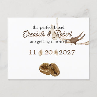 Carte Postale Faire-part Amoureux du café, sauvez la date