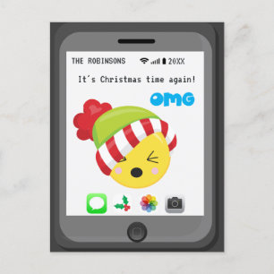 Carte Postale Faire-part Amusant thème Emoji Joyeux voeux de Noël