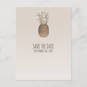 Carte Postale Faire-part Ananas Rustique Tropical Hawaiian Enregistrer La D
