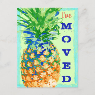 Carte Postale Faire-part Ananas tropical j'ai déplacé le nouveau