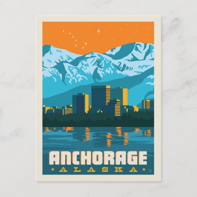 Carte Postale Faire-part Anchorage, Alaska | Sauvegarder la date (Devant)