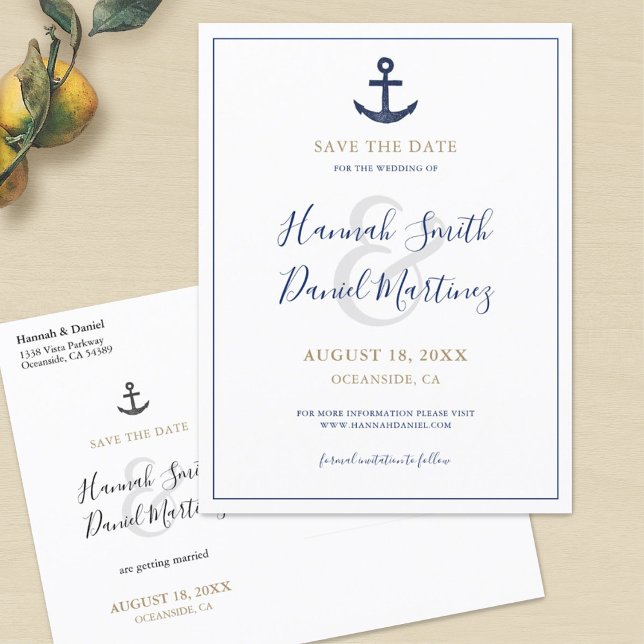 Carte Postale Faire-part Ancre Naissance Bleu Marine Mariage Épargnez la Da (Créateur téléchargé)