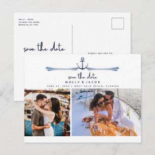 Carte Postale Faire-part Ancre nautique Deux mariages photo Enregistrer la 