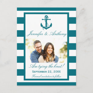 Carte Postale Faire-part Ancre Nautique Photo Mariage Enregistrer la date