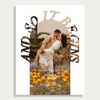 Carte Postale Faire-part And So It Begins Arch Photo Wedding Save The Date