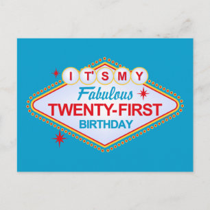 Carte Postale Faire-part Anniversaire 21 ans Las Vegas