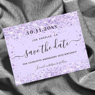 Carte Postale Faire-part Anniversaire violet violet parties scintillant vio