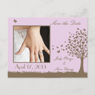 Carte Postale Faire-part Annonce arbre papillon pour sauvegarde de la date