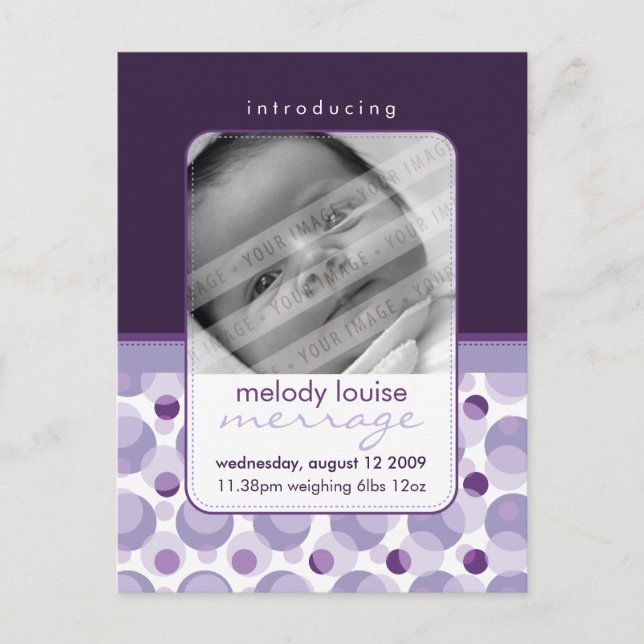 Carte Postale Faire-part ANnonce de bébé ::  bonjour bébé 4 (Devant)