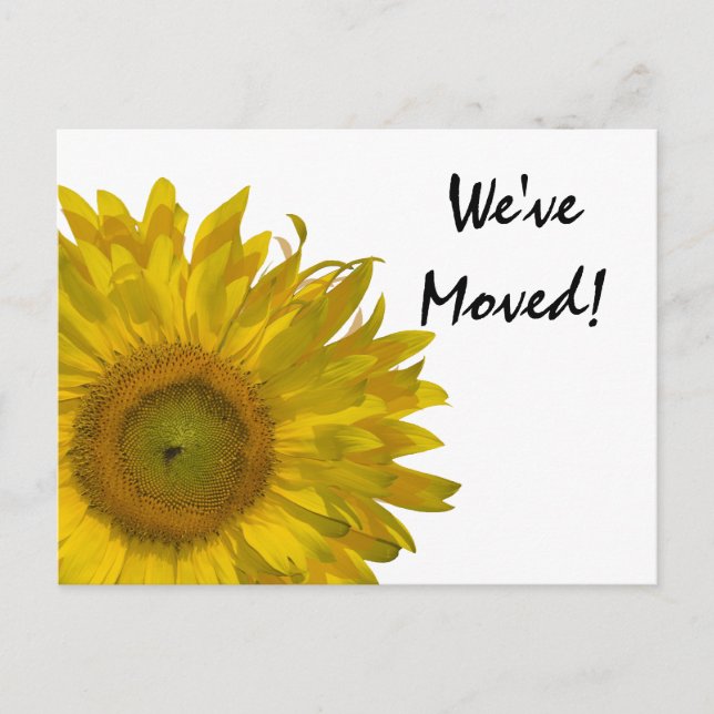 Carte Postale Faire-part Annonce de Changement d'Adresse Tournesol Jaune (Devant)