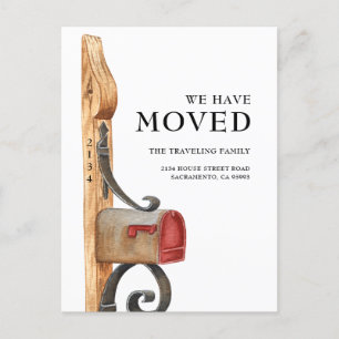 Carte Postale Faire-part Annonce de déménagement Boîte aux lettres aquarell