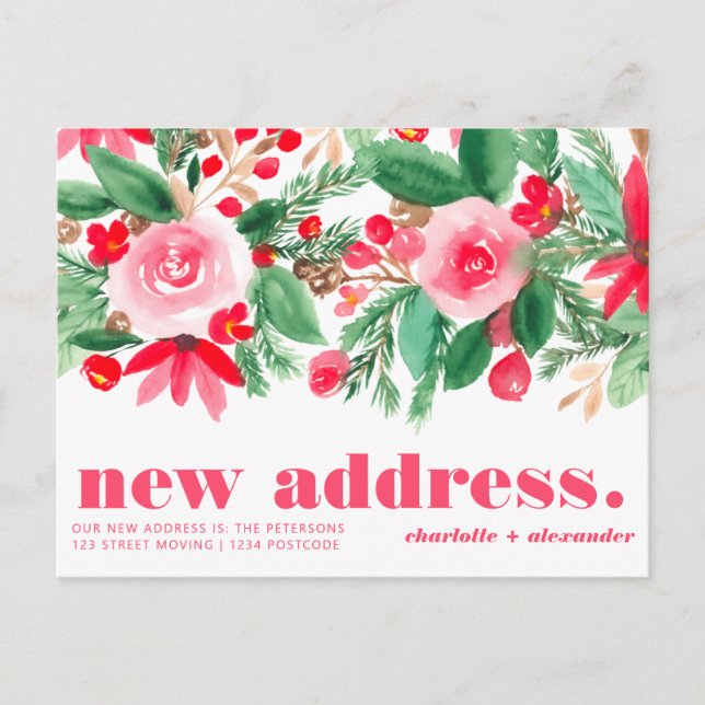 Carte Postale Faire-part Annonce de déménagement de Noël avec nouvelle adre (Devant)