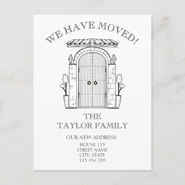 Carte Postale Faire-part Annonce de déménagement nouvelle maison porte d'en (Devant)