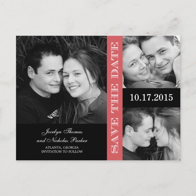 Carte Postale Faire-part Annonce de fiançailles Collage de Save The Date (Devant)
