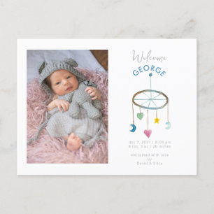 Carte Postale Faire-part Annonce de naissance bébé mobile photo adorable