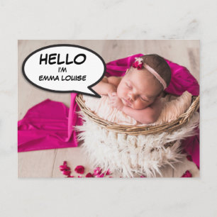 Carte Postale Faire-part Annonce de naissance de bébé fille avec photo mode