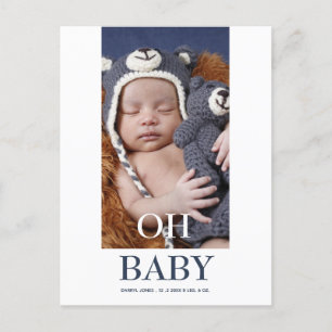 Carte Postale Faire-part Annonce de naissance de bébé mignon