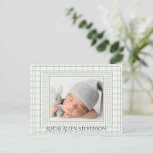 Carte Postale Faire-part Annonce de naissance genre neutre avec une photo e