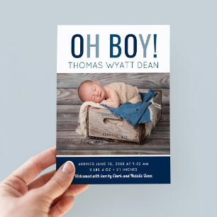 Carte Postale Faire-part Annonce de naissance Oh Boy Photo