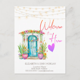 Carte Postale Faire-part Annonce de porte de maison florale mexicaine