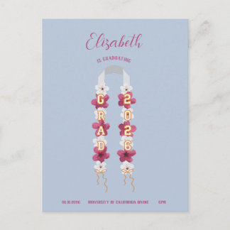 Carte Postale Faire-part Annonce de remise de diplôme avec collier de fleur