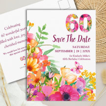 Annonce Élégante de Jardin Floral pour les 60 ans