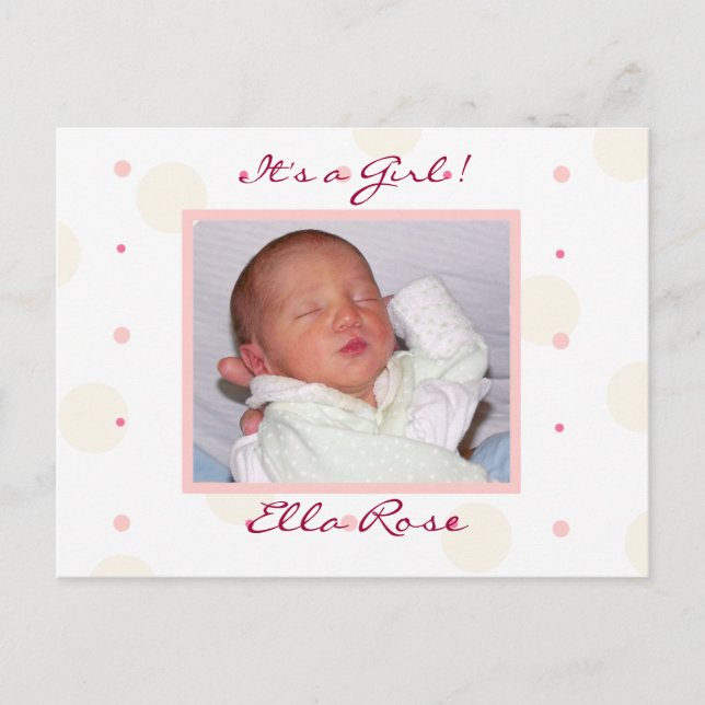 Carte Postale Faire-part Annonces de naissance de filles photo (Devant)