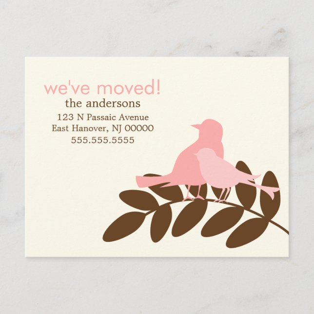 Carte Postale Faire-part Annonces de nouvelle adresse d'oiseaux d'automne r (Devant)