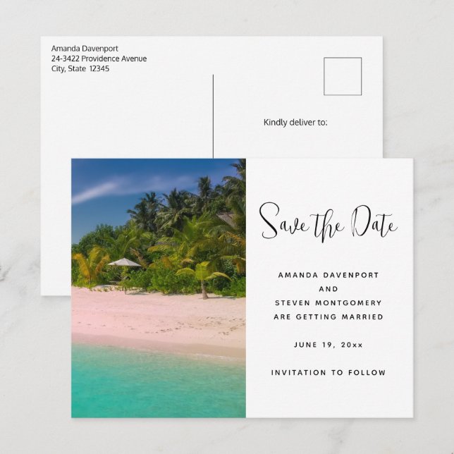 Carte Postale Faire-part Aquamarine Ocean Tropical Beach Scenic (Devant / Derrière)