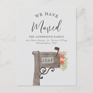Carte Postale Faire-part Aquarelle Bois Boîte aux lettres Nouveau Accueil M